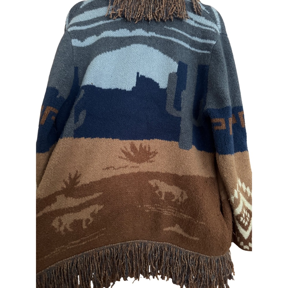 Idyllwind Open Front Cardigan Southwestern Fringe Western Aztec Pattern Medium - Picture 8 of 10